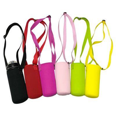 Private Label Neoprene Water Bottle Carrier Bottle Sleeve with Adjustable Shoulder Strap