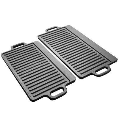 Factory Outlet Cookware for Home Outdoor Garden Kitchenware Cast Iron Double Side Reversible Grill Griddle BBQ Grill Plate