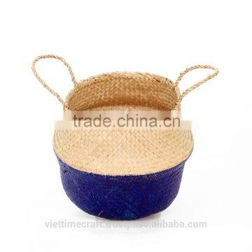 High quality best selling eco-friendly Round seagrass storage basket, natural & ink color from Vietnam