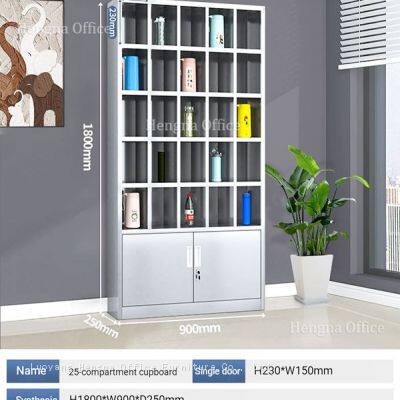 Multi-Compartment Stainless Steel Pigeonhole Cabinet-Student Thermos Flask Storage Unit