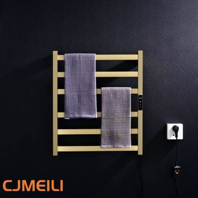 Bathroom Electric Heated Towel Rack, Towel Warmer for Bathroom, Wall Mounted Stainless Steel,Brushed Gold photo-3