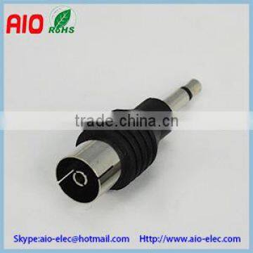 Black Pla Jacket 3.5mm 2 PIN mono male plug to 9.5mm TV jack socket female for pal connector