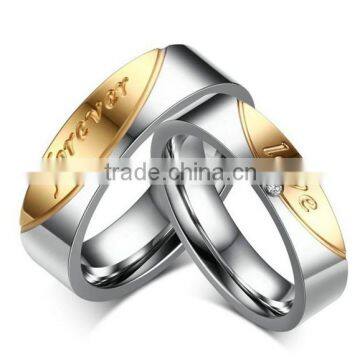 316L Stainless Steel Two Tone Engraved forever love Wedding Rings for Him and Her