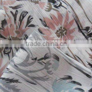 polyester printed chiffon fabric with purl/water lily printed fabric