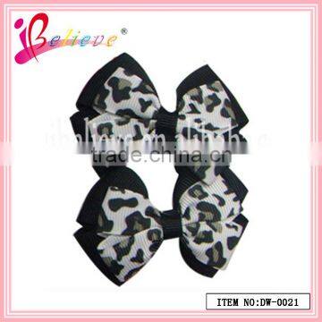 Hot Selling Leopard Pattern Printing Nice Hair Ribbon Bow Hairgrips for Thanksgiving Day (DW--0021) photo-3