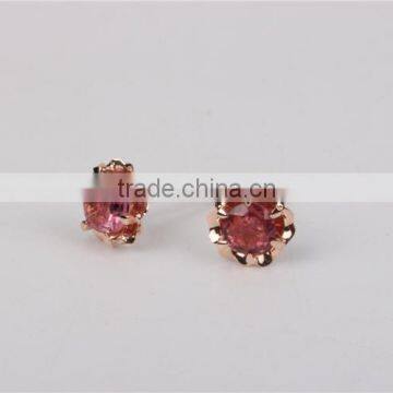 Fashion Rose Gold Plated Beatiful Flower Red Zircon 925 Silver Stud Earring Jewellery photo-3