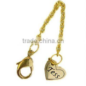 Metal heart charm mobile phone strap