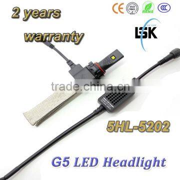 New arrival !!! 2 years warranty G5 led headlight 20w fanless led car 5202 headlight from LSK