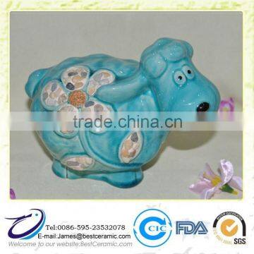 Blue Glazed Ceramic Sheep lawn ornaments