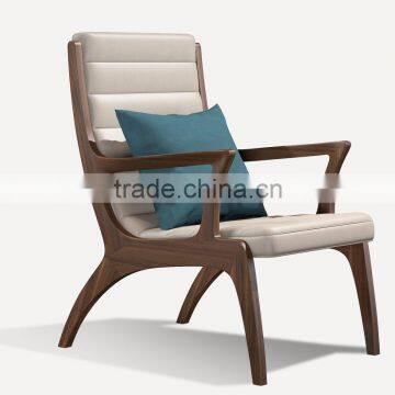 End-Modern Vintage Wooden Chair Living Room Furniture Leather Wood Leisure Chair