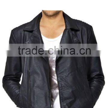 DEEP PEAK LAPEL MENS LEATHER BIKER JACKETS