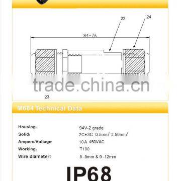 Ip68 3 Pins Waterproof Connector With Cable Glands Quality Choice photo-6