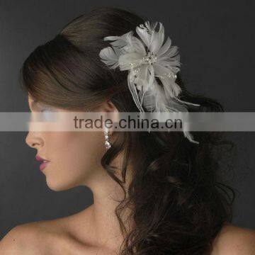 Beautiful Feather Fascinator Bridal Flower Clip Wedding Hair Accessories