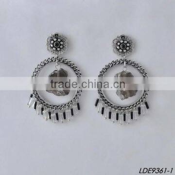 Classical Round Hoop With Nature Stone Earrings Gold Hoop Earrings Supplier's Choice photo-3