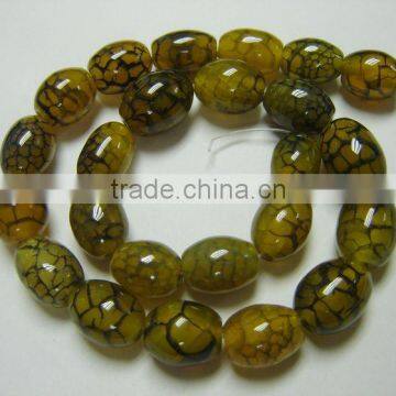 Gemstone yellow crackle agate rice beads jewelry