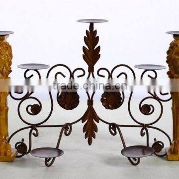 2015 Wholesale Traditional columnar type gold plated wedding candle holder ,Retro and Europe resin antique candle holders