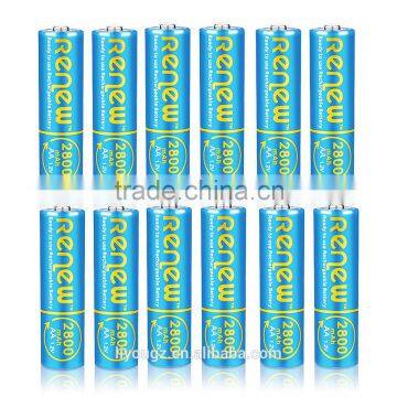 RENEW brand NiMH AA 2800mAh Ready-To-Use AA Rechargeable Batteries 12 Pack