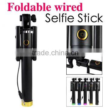 Best selling products Amazon wired Monopod telescopic pole all in one foldable camera tripod mini selfie stick with cable