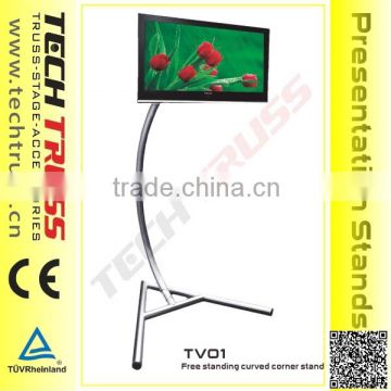 aluminum TV free standing curved corner stand