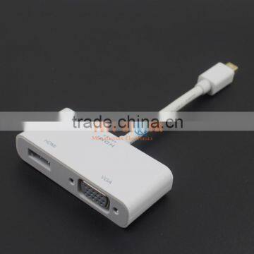 High quality 2 in 1 Mini DP Display port to VGA HDMI Female adapter for MAC Thunderbolt Fshow