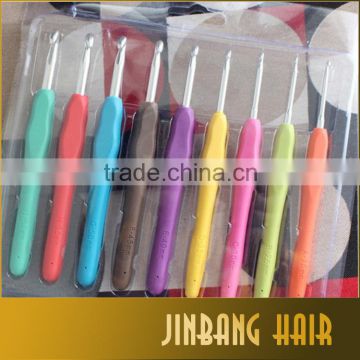 Multi Colour Set of 9pcs Soft Handle Aluminum Knitting Needle Crochet Hook For Crochet Hair On Net Wig Caps