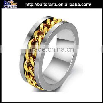 Fashion men's titanium gold chain ring , cheap latest gold ring designs