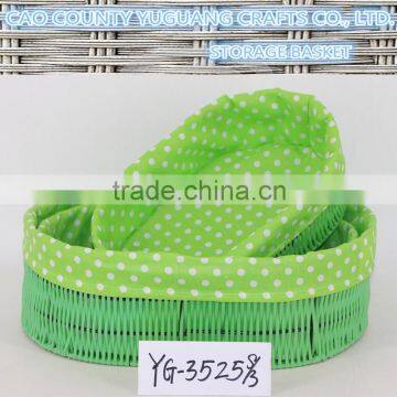 Green color PP pipe woven basket with washable liner