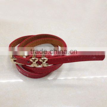 2014 new product fashional bowknot belt buckle wine red PU leather belt