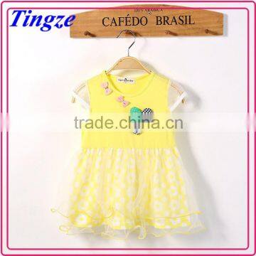 Hot fashion kid clothing short sleeve lace dress sweet veil children girl puffy dress