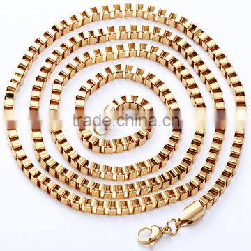 Wholesale gold stainless steel braided box chain necklace customized stainless steel cube chain manufacturer