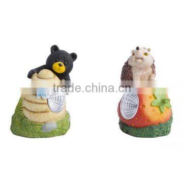 Resin craft bear animal statues solar light