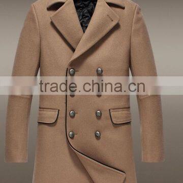 2015 Latest design high quality heavy wool customized mens trench coat