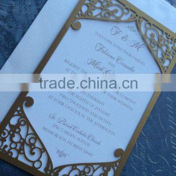 Laser Cut Wedding Invitation Pocket, Elegant Swirl Frame, Custom Personalized. Die Cut Pattern photo-3