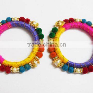 Girls Fashion Multicolor Velvet Hand Bangles from India