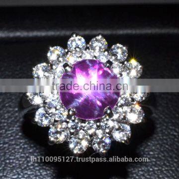 8 MM Ruby Star Sapphire Ring Lab-Created Sterling Silver 92.5 Size 7