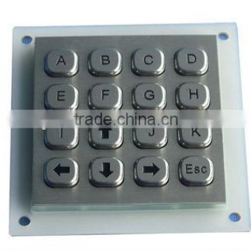 16 keys IP 65 vandal proof long stroke metal numeric keypad