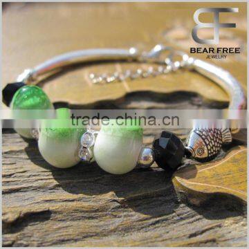 Hot selling 10mm Ceramic beads Adjustable Silver Bracelet in 6 colors wholesale for women girls ladies