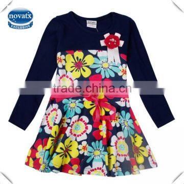 (H3439) 18M-6Y wholesale baby clothes nova baby clothing girls dresses new winter girls flower dresses kids frocks