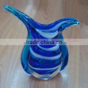 Blue Murano Art Glass Vase For Flower Arrangement