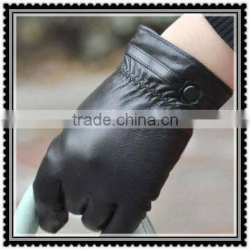 peach blossom button decorate women glove deerskin leather