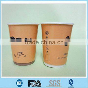 8oz, 12oz double wall single pe hot coffee carton cup with plastic lid design customized