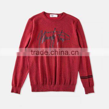 Hot Selling Wholesale Cotton Custom Logo Plain Red Color Sweater Men