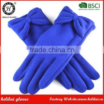 Wholesale Factory Winter Lowerprice Ladies Thick Wool Touchscreen Gloves With Bowknot