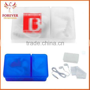 Promotional Earphone With Cleaning Cloth Set in Case