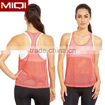 Hot Sale Fashionable Women Sexy Sport Top Gilrs Gym Wear Custom Dri Fit Loose Mesh Top