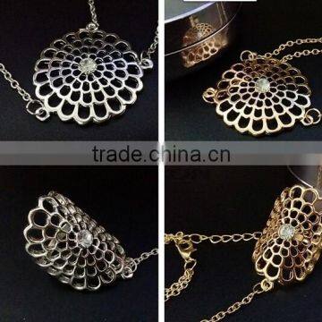 Latest Gold Finger Ring Designs Hollow Sun Shape Gold Women's Finger Ring Bracelet photo-2