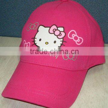 Rose red Hello kitty cotton printed baseball cap