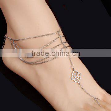 Wholesale women hot selling chunky chains silver celtic slave anklet with toe ring