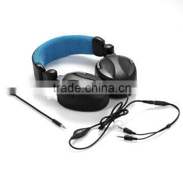 Big stereo headphone gaming headset for PC PS4 Xbox one, tablet foldable headphone with detachable mic