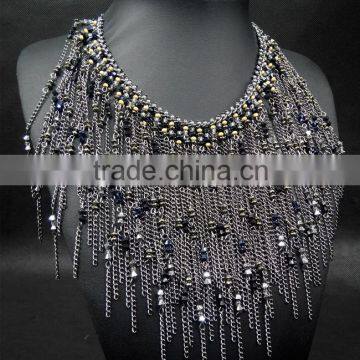Water Drop Tassel Collar Necklace For Women Crystal Bead Brand Necklace Fashion Jewelry photo-3